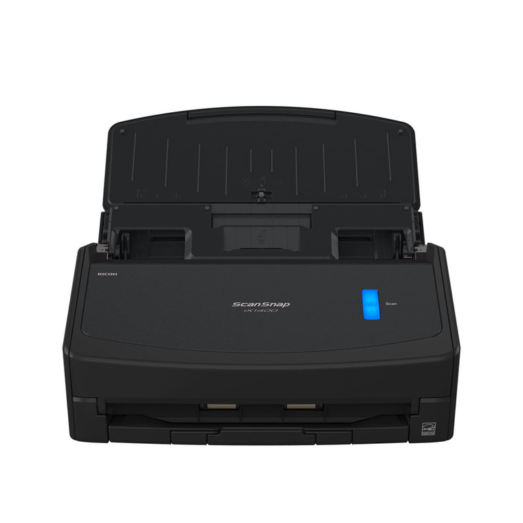 ScanSnap iX1400 one-touch document scanner that digitizes, processes, and organizes documents with the push of a button