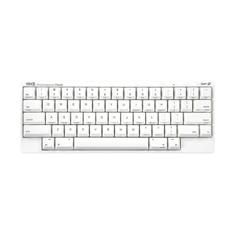 HHKB Professional Classic Type-S wired keyboard in snow with stamped keycaps, silent Topre switches