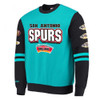 San Antonio Spurs Men's Mitchell and Ness All-Over Crew Pullover Hoodie - Black and Teal