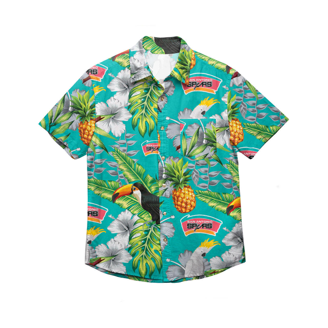 San Antonio Spurs Forever Collectibles Men S Retro Floral Button Down Shirt The Official Spurs Fan Shop