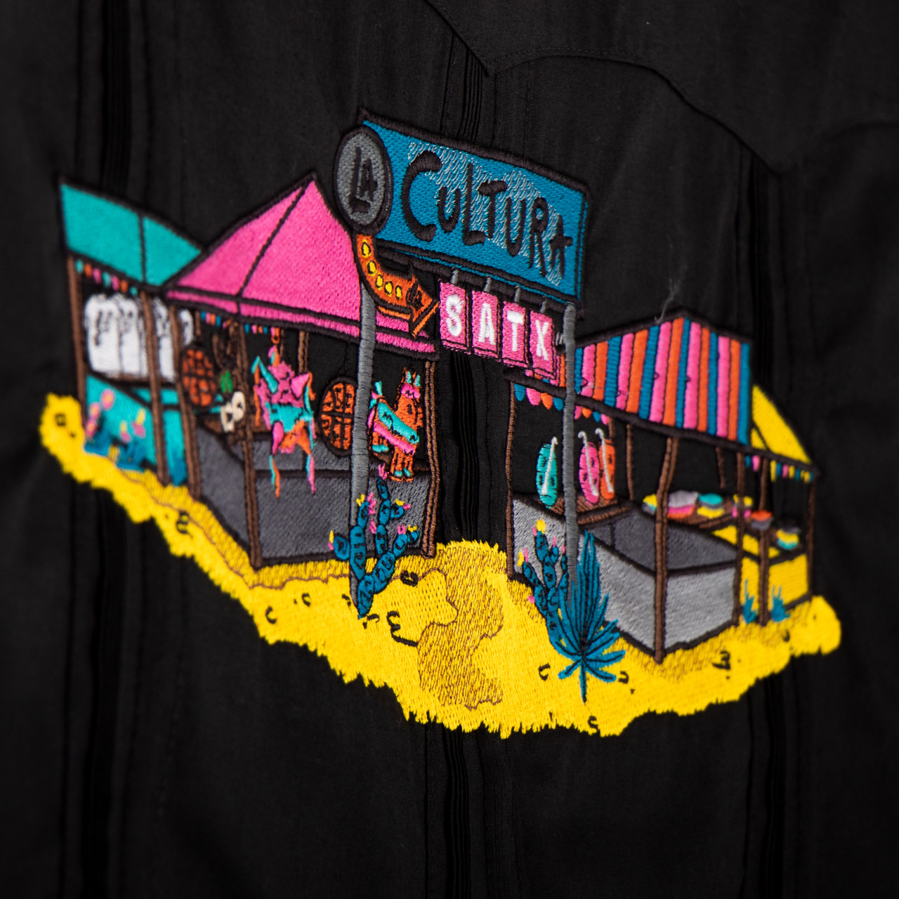 San Antonio Spurs La Cultura Black Guayabera Buttonup Shirt