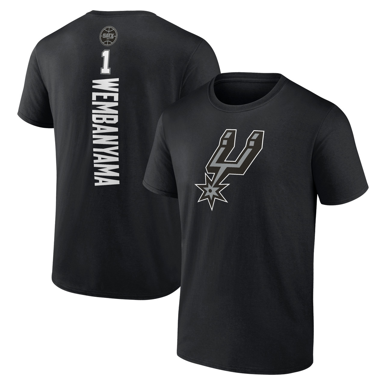 San Antonio Spurs Men's Fanatics Wembanyama Playmaker Name and Number Black  T-Shirt