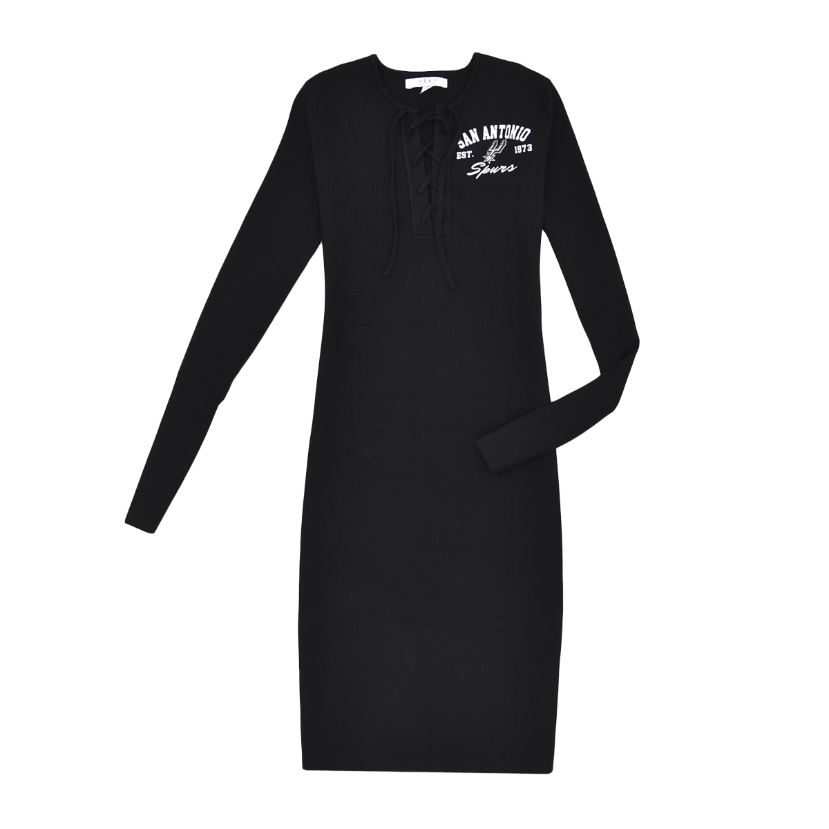 WEAR Women's San Antonio Spurs Lace Up Sweater Dress in Black size Large