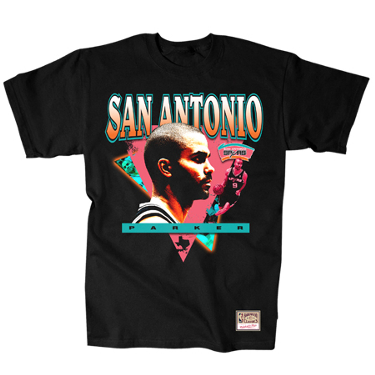 San Antonio Spurs Men s Mitchell and Ness Tony Parker Love Hall of Fame T Shirt Black