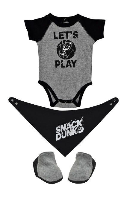 San Antonio Spurs Newborn Outerstuff Let's Play Set- Black and Gray
