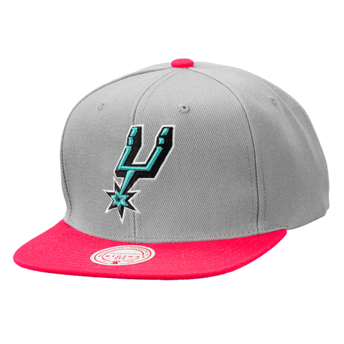 San Antonio Spurs Men's Mitchell and Ness Core Basic Snapback Cap  - Gray and Pink