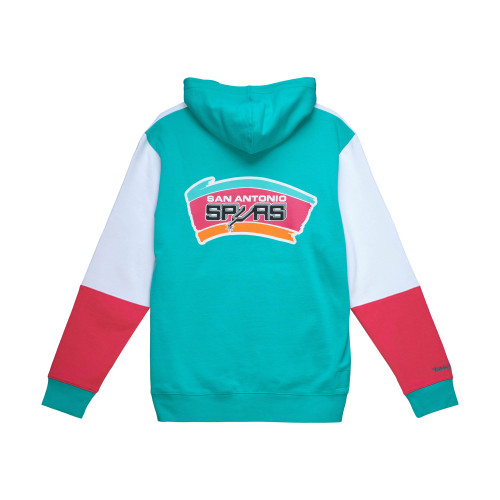 San Antonio Spurs Men's Mitchell And Ness Fusion Fleece 2.0 Hoodie - White & Teal