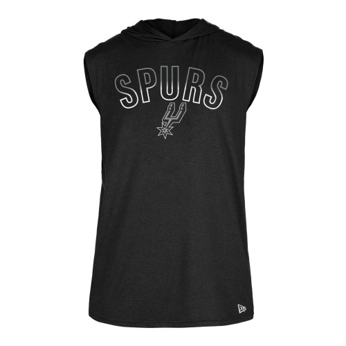 San Antonio Spurs Men's New Era Jersey Arch Hooded Tank Top - Black