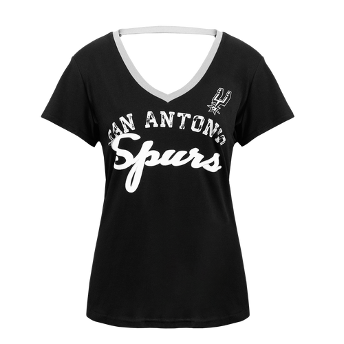 San Antonio Spurs Women's GIII Rookie V-Neck T-Shirt - Black