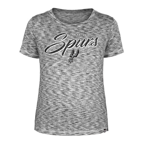 San Antonio Spurs Women's New Era Black and White Spacedye Crew Neck T-Shirt