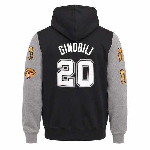 San Antonio Spurs Men's Mitchell and Ness Manu Ginobili Retirement Hoodie - Gray & Black