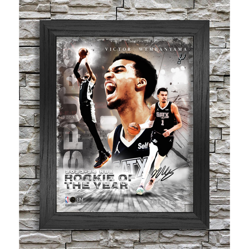 San Antonio Spurs Highland Mint Victor Wembanyama 2024 Rookie of the Year Print Glass Photo Frame