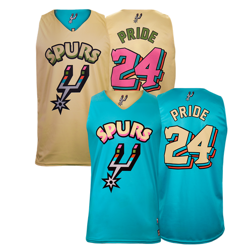 San Antonio Spurs x Rookie Made 2024 Pride Reversible Jersey - Teal and Cream
