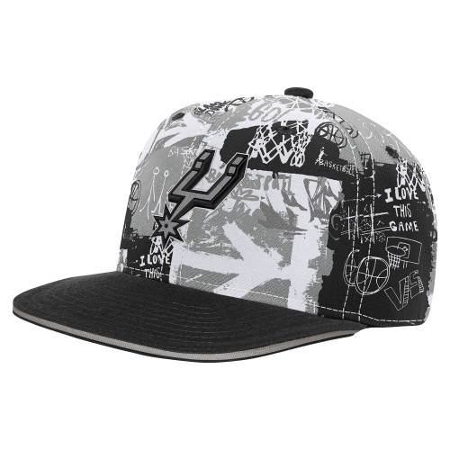 San Antonio Spurs Youth OuterStuff Street Hoop Fashion Adjustable Cap - White and Gray