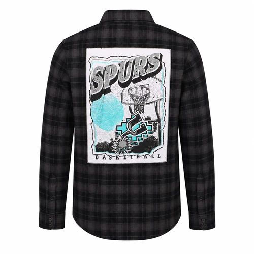 San Antonio Spurs Men's Mitchell and Ness Spurs Button Up Long Sleeve Shirt - Black