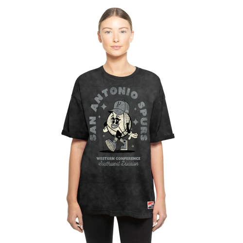 San Antonio Spurs Women's New Era Distressed Throwback T-Shirt - Black