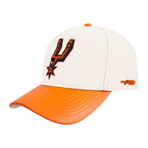San Antonio Spurs Men's Pro Standard Basketball Leather Adjustable Cap - White and Orange