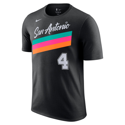 San Antonio Spurs Men's Nike 2025-2026 City Edition Name and Number #4 De'Aaron Fox T-Shirt - Black
