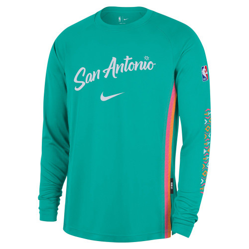 San Antonio Spurs Men's Nike 2025-2026 City Edition PreGame Long Sleeve T-Shirt - Teal