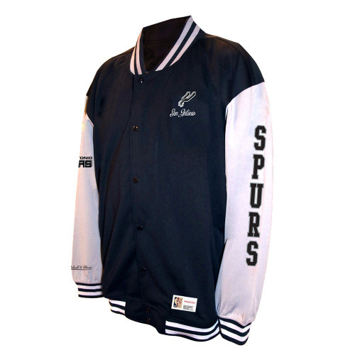 San Antonio Spurs Men's Fanatics Snap Front Varsity Jacket - Black and White