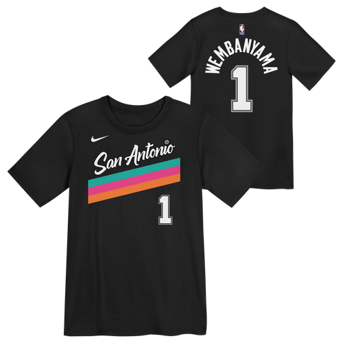 San Antonio Spurs Juvy Nike 2025-2026 City Edition Name and Number #1 Victor Wembanyama T-Shirt - Black