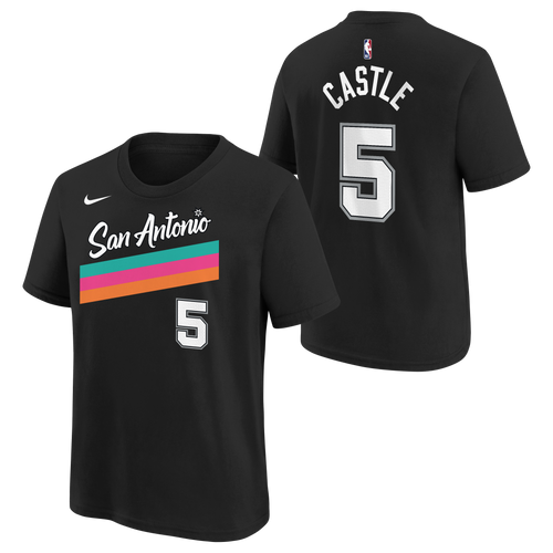 San Antonio Spurs Youth Nike 2025-2026 City Edition Name and Number #5 Stephon Castle T-Shirt - Black