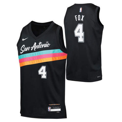 San Antonio Spurs Youth Nike 2025-2026 City Edition #4 De'Aaron Fox Swingman Jersey - Black