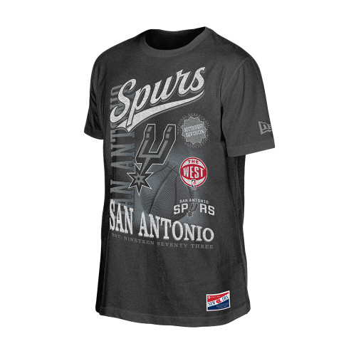 San Antonio Spurs Men's New Era Throwback Mineral Wash Primary T-Shirt - Black