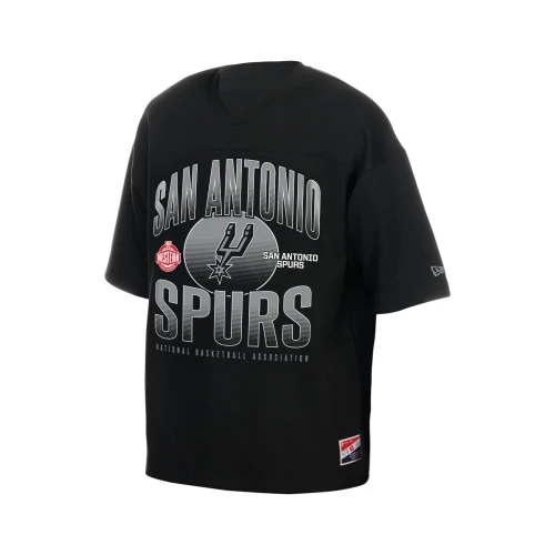 San Antonio Spurs Men's New Era Throwback Primary Boxy T-Shirt - Black