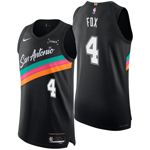 San Antonio Spurs Men's Nike 2025-2026 City Edition #4 De'Aaron Fox Authentic Jersey - Black