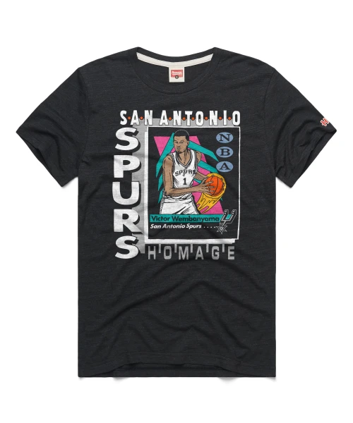San Antonio Spurs Men's Homage Wembanyama Box T-Shirt - Black