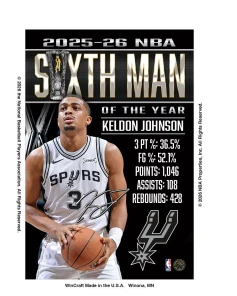 San Antonio Spurs WinCraft 2026 Sixth Man of the Year Keldon Johnson 2" x 3" Magnet