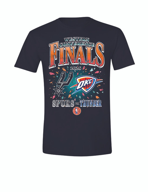 San Antonio Spurs Men's Item of the Game 2026 Western Conference Finals Matchup Explosion T-Shirt - Black