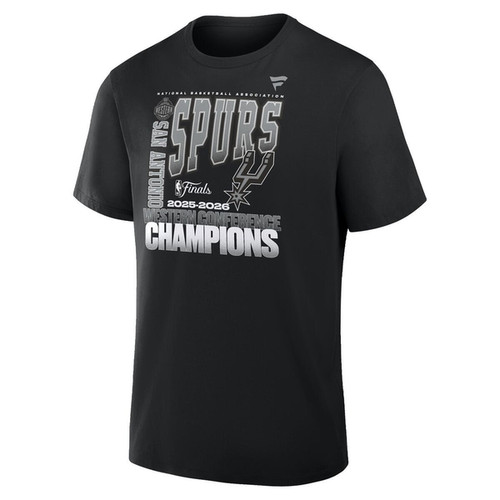 San Antonio Spurs Men's Fanatics 2026 Western Conference Finals Champions Headlines T-Shirt - Black
