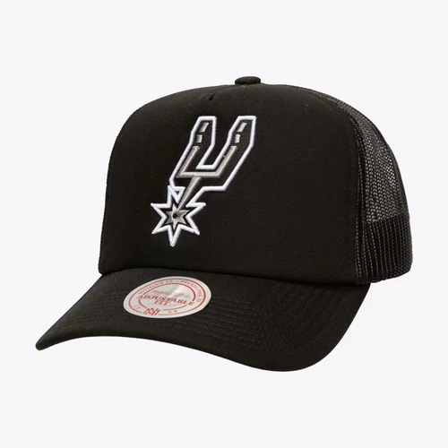 San Antonio Spurs Men's Mitchell and Ness Primary Logo Evergreen Adjustable Trucker Cap - Black