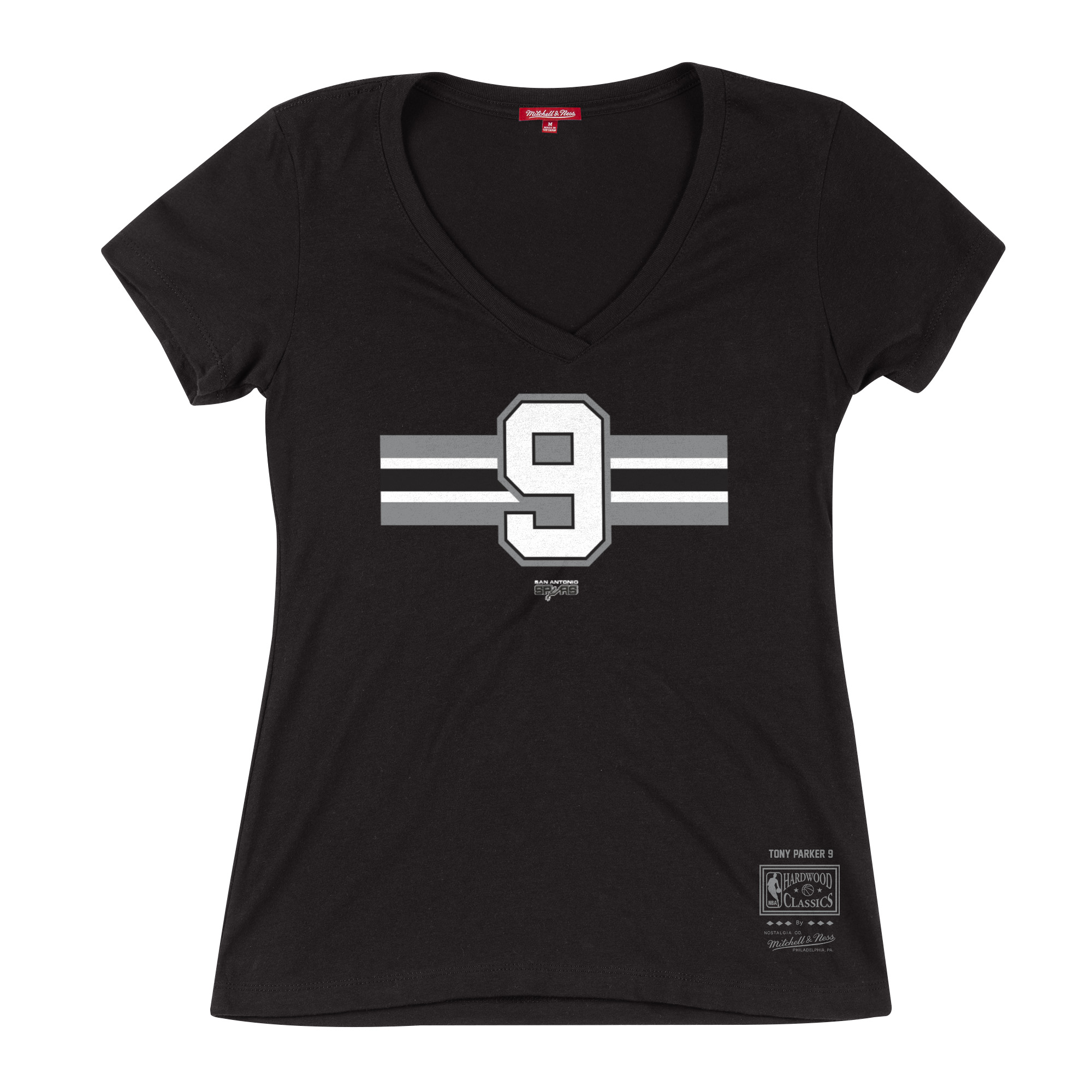 Women's Black/White San Antonio Spurs Team V-Neck T-Shirt