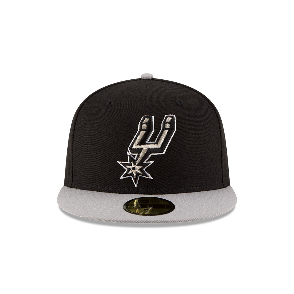 San Antonio Spurs TWO BIG PINWHEEL Grey-Black-White Fitted Hat