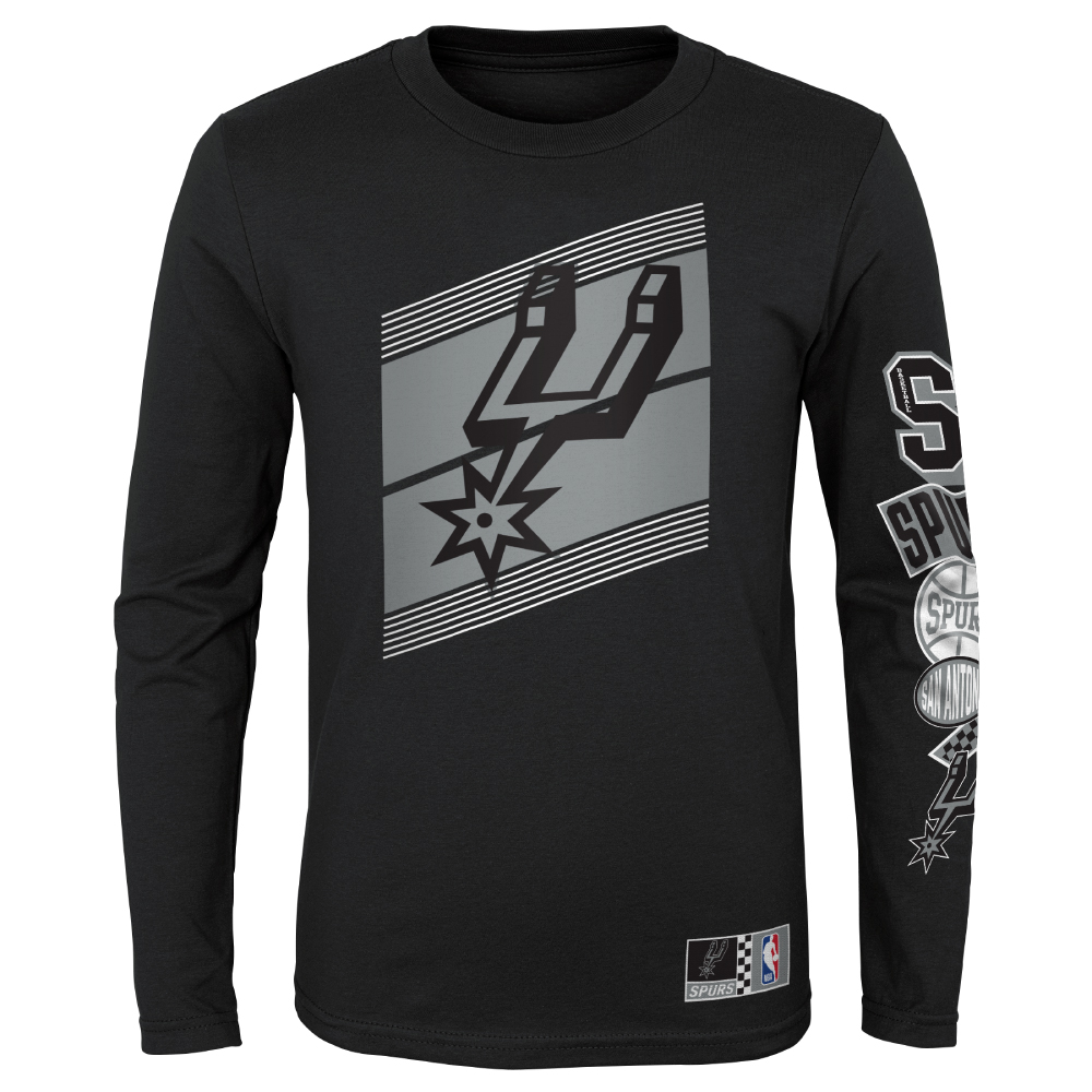 San Antonio Spurs Youth Nike Arm Logo Long Sleeve T-Shirt - Black and Gray