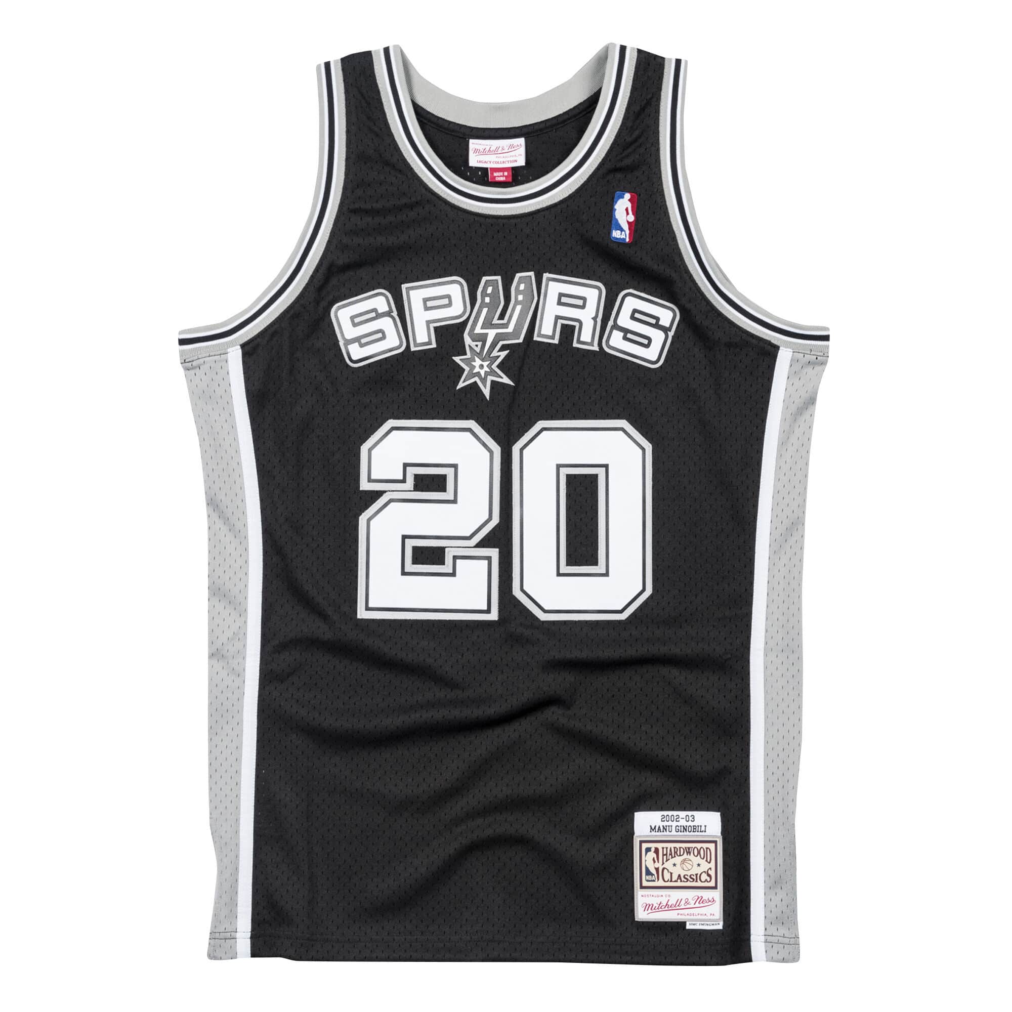 San Antonio Spurs Men's Mitchell and Ness #20 Manu Ginobili Road