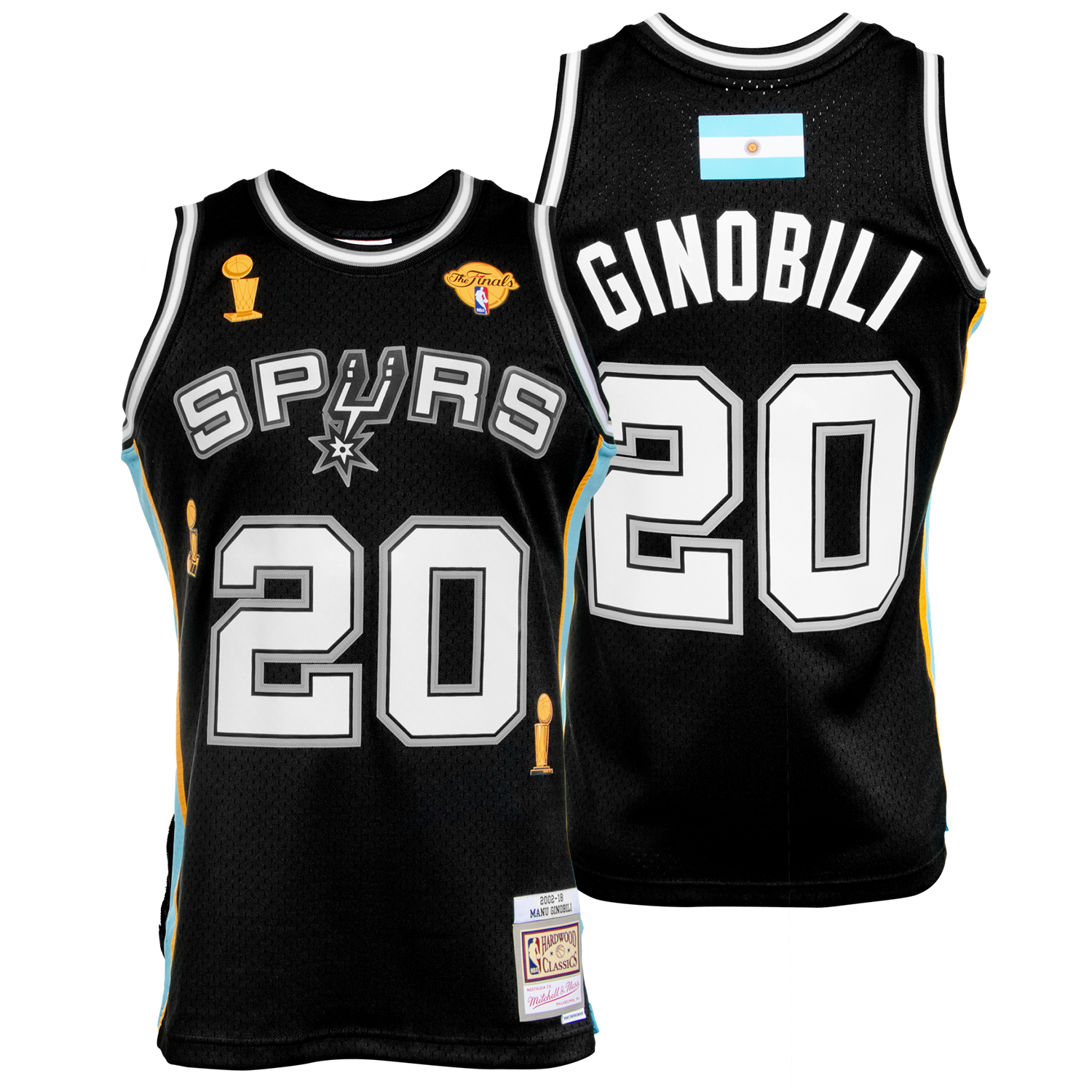 San Antonio Spurs Men's Mitchell and Ness 2002 #20 Manu Ginobili Retirement Jersey - and - Official Spurs Shop