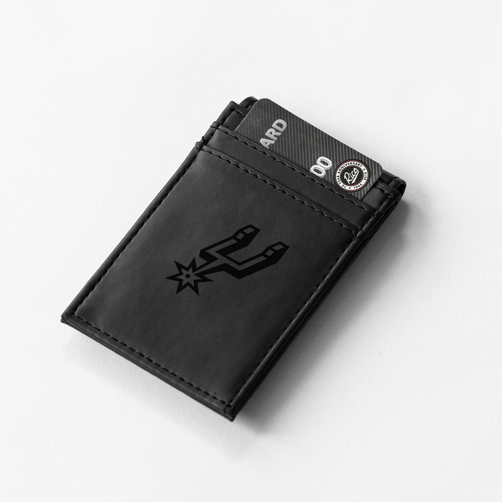 San Antonio Spurs Rico Laser Engraved Front Pocket Wallet - Black