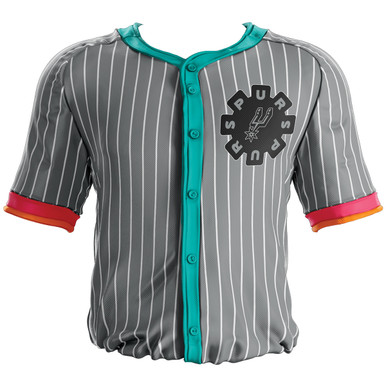 teal baseball shirt