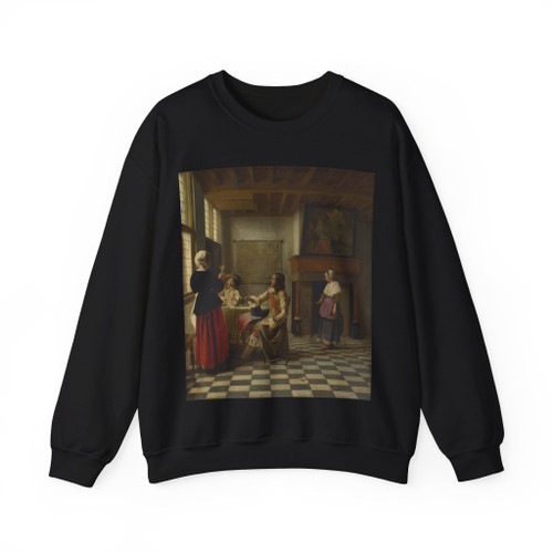 HOOCH, Pieter de - A Woman Drinking with Two Men (Artwork) Crewneck Sweatshirt