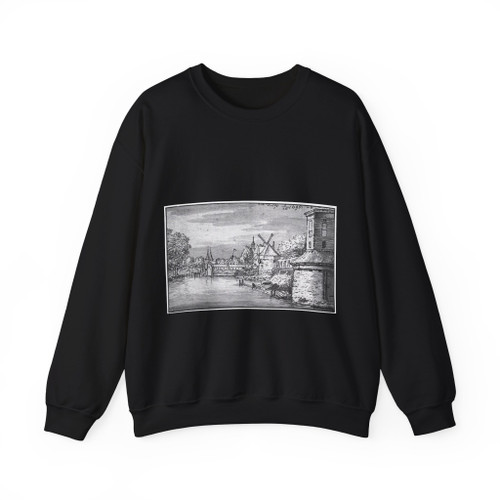 GRAVE, Josua de - Rotterdam Gate in Delft from Afar (Artwork) Crewneck Sweatshirt
