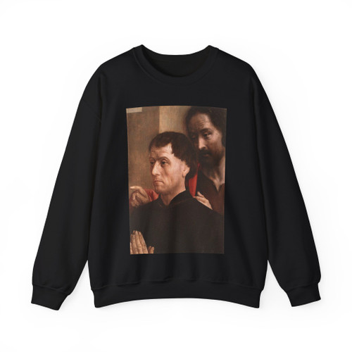GOES, Hugo van der - Portrait of a Donor with St John the Baptist (Artwork) Crewneck Sweatshirt