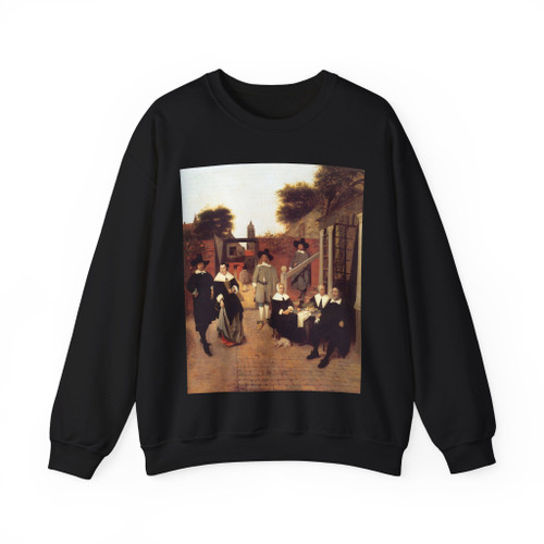 HOOCH, Pieter de - Portrait of a Family in a Courtyard in Delft (Artwork) Crewneck Sweatshirt