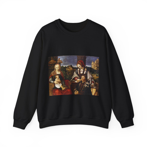 LEYDEN, Lucas van - Virgin and Child with the Magdalen and a Donor (Artwork) Crewneck Sweatshirt
