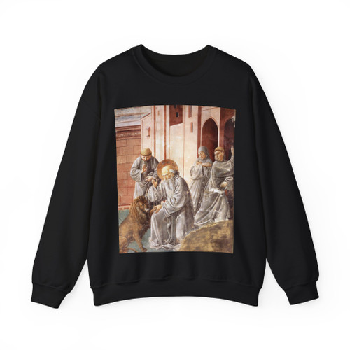 GOZZOLLI, Benozzo - St Jerome Pulling a Thorn from a Lion's Paw (Artwork) Crewneck Sweatshirt