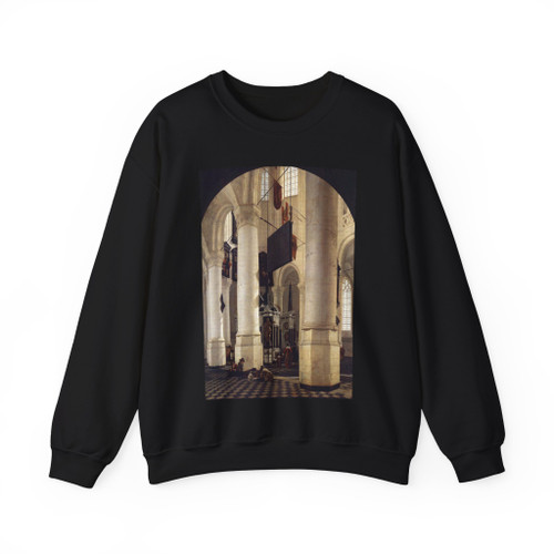 HOUCKGEEST, Gerard - Interior of the Nieuwe Kerk, Delft, with the Tomb of Willem the Silent (Artwork) Crewneck Sweatshirt