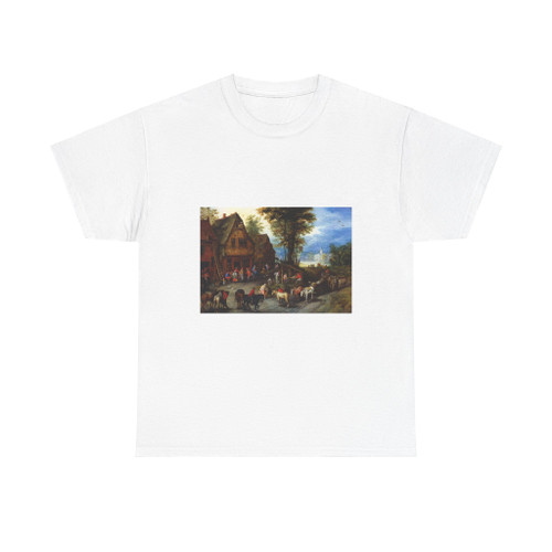 BRUEGHEL, Jan the Elder - A Village Street with the Holy Family Arriving at an Inn (Artwork) T-Shirt